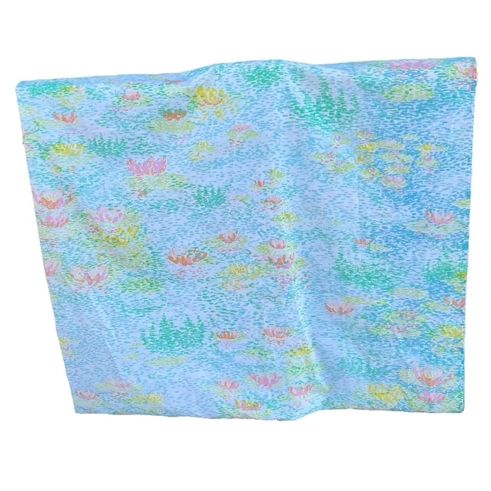 Vintage Springmaid Monet Water Lilies Flat Sheet 83x99 Colorful GUC